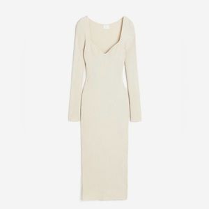 H&M ribbed cream dress